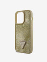 Guess Guess Триъгълник с метално лого Guess Rhinestones за iPhone 15 Pro Gold