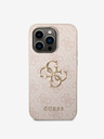 Guess PU 4G Metal Logo Zadní Kryt pro iPhone 14 Pro Pink Калъф за телефон