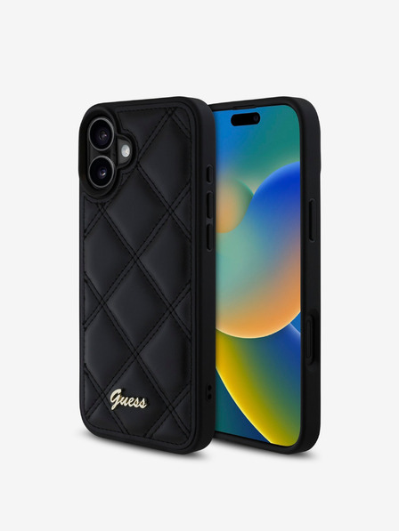 Guess Guess PU кожен ватиран заден капак за iPhone 16 Plus Black