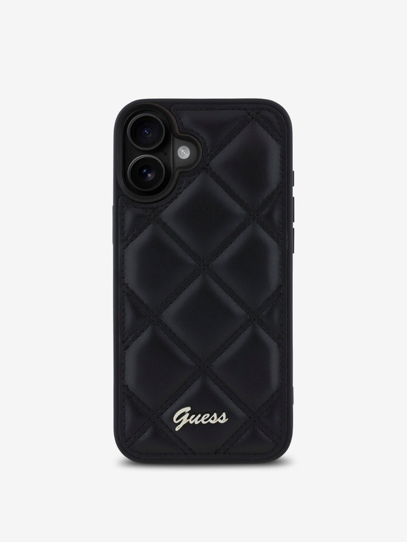 Guess Guess PU кожен ватиран заден капак за iPhone 16 Plus Black