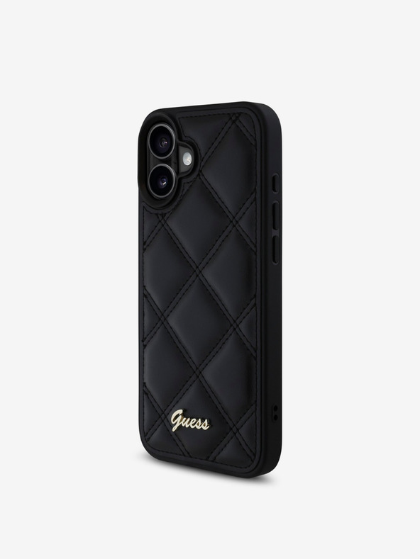Guess Guess PU кожен ватиран заден капак за iPhone 16 Plus Black