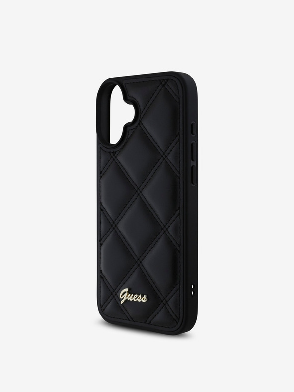 Guess Guess PU кожен ватиран заден капак за iPhone 16 Plus Black