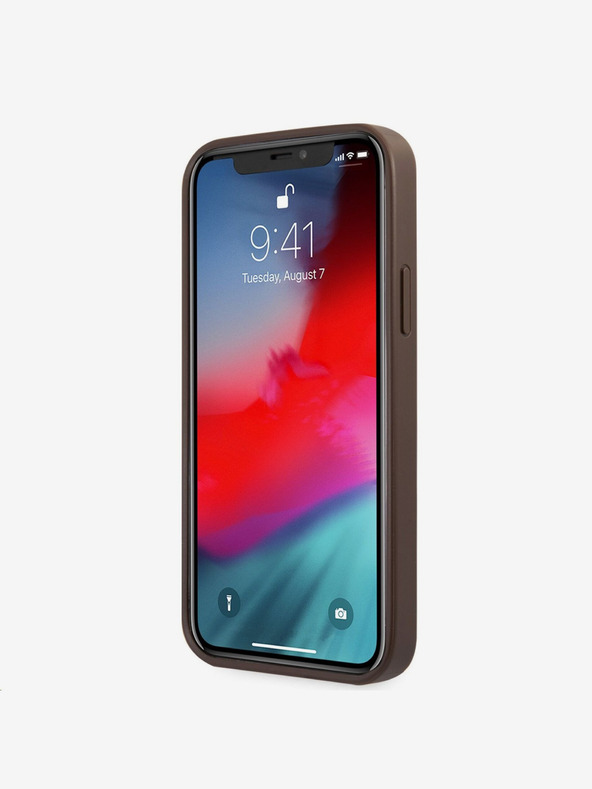 Guess Guess PU 4G метално лого заден капак за iPhone 12/12 Pro кафяв