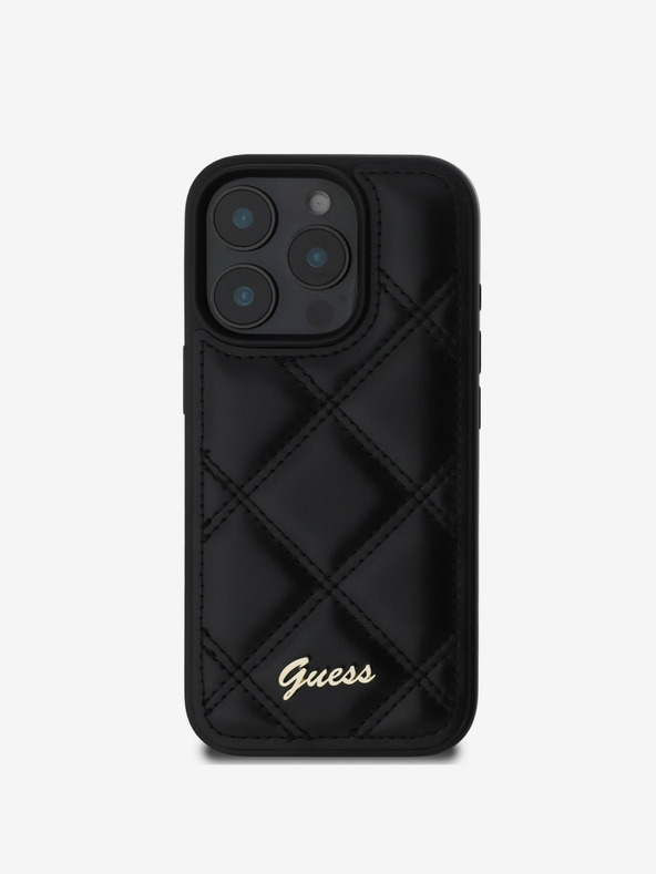 Guess Guess PU кожен ватиран заден капак за iPhone 16 Pro Max Black