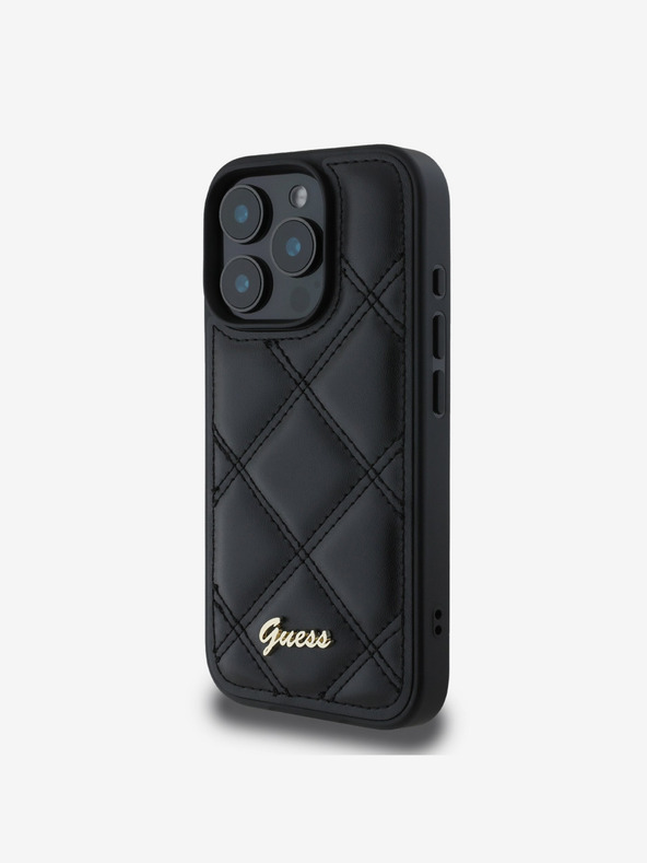 Guess Guess PU кожен ватиран заден капак за iPhone 16 Pro Max Black