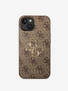 Guess Guess PU 4G метално лого заден капак за iPhone 14 кафяв