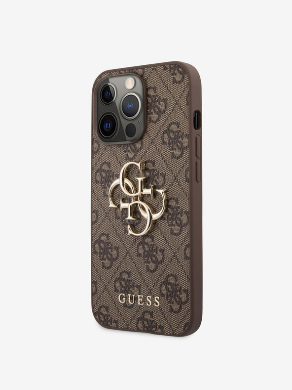 Guess Guess PU 4G Метален заден капак с лого за iPhone 13 Pro Brown