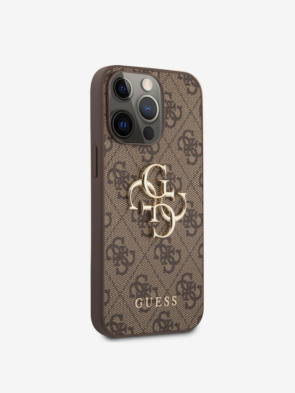 Guess Guess PU 4G Метален заден капак с лого за iPhone 13 Pro Brown