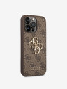Guess PU 4G Metal Logo Zadní Kryt pro iPhone 14 Pro Brown Калъф за телефон
