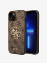 Guess Guess PU 4G Метален заден капак с лого за iPhone 15 Brown