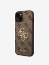 Guess Guess PU 4G Метален заден капак с лого за iPhone 15 Brown