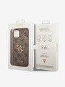 Guess Guess PU 4G Метален заден капак с лого за iPhone 15 Brown