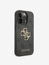 Guess Guess PU 4G метално лого заден капак за iPhone 15 Pro Grey