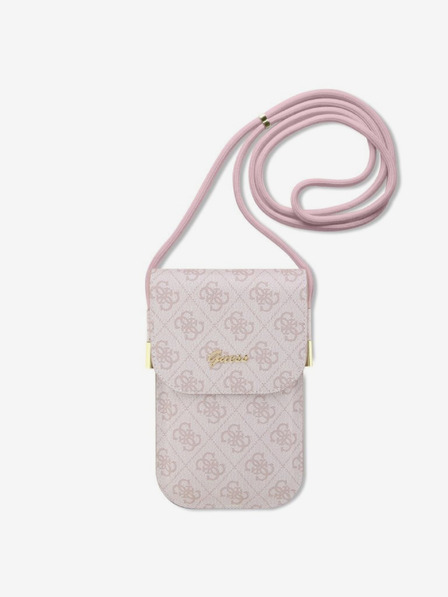 Guess Guess PU 4G Metal Logo Script Телефонна чанта Pink