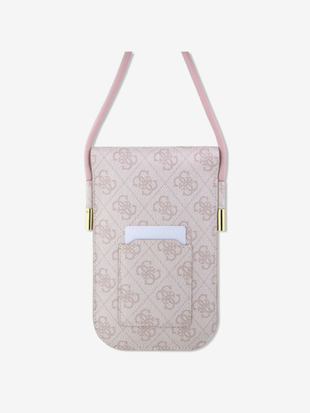 Guess Guess PU 4G Metal Logo Script Телефонна чанта Pink