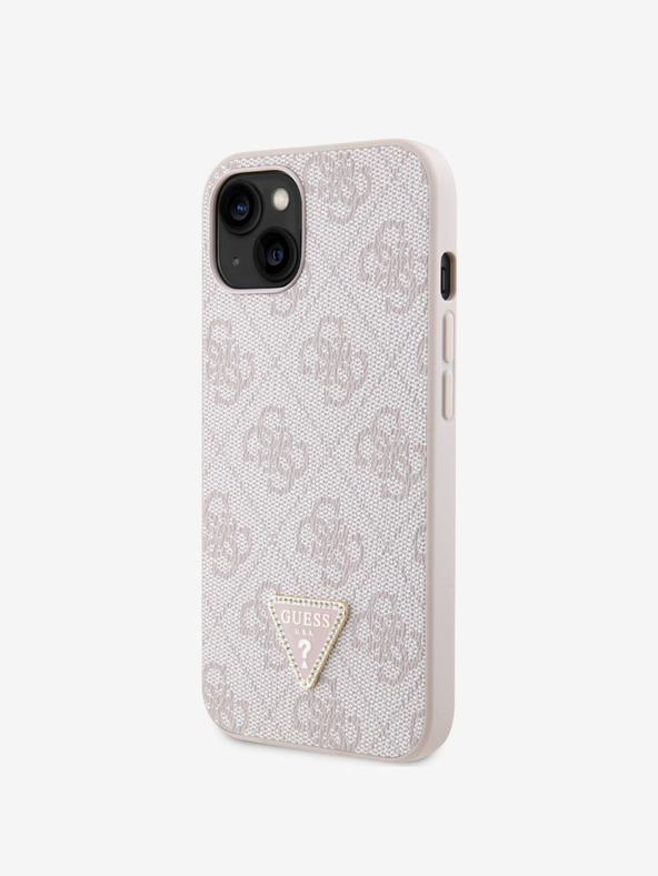 Guess Guess PU 4G Strass Triangle Metal Logo Back Cover за iPhone 15 Pink