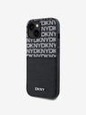 DKNY Заден капак от полиуретанова кожа с повтарящ се модел на джоб за карта за iPhone 14 черен DKNY