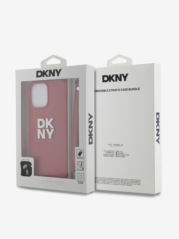 DKNY Заден капак от PU кожа с логото Stack за iPhone 14 Pro Max Red DKNY