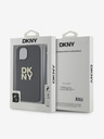 DKNY PU Leather Stack Logo Wrist Strap Back Cover за iPhone 15 Black DKNY