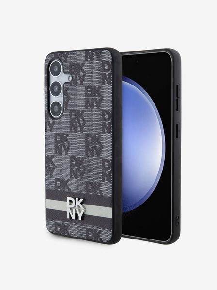 DKNY PU кожен кариран капак с шарки и райета за Samsung Galaxy S24 Black DKNY