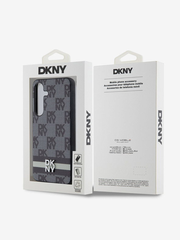 DKNY PU кожен кариран капак с шарки и райета за Samsung Galaxy S24 Black DKNY