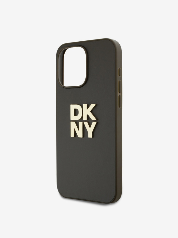 DKNY PU Leather Stack Logo Wrist Strap Back Cover за iPhone 15 Pro Max Brown DKNY