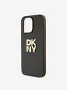 DKNY PU Leather Stack Logo Wrist Strap Back Cover за iPhone 15 Pro Max Brown DKNY