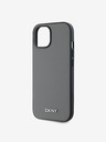 DKNY PU Leather Silver Metal Logo Magsafe заден капак за iPhone 13 Grey DKNY