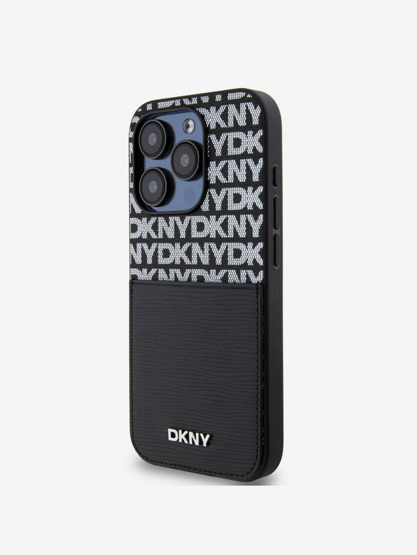 DKNY PU кожа с повтарящ се модел на джоб за карта за iPhone 14 Pro Max Black DKNY