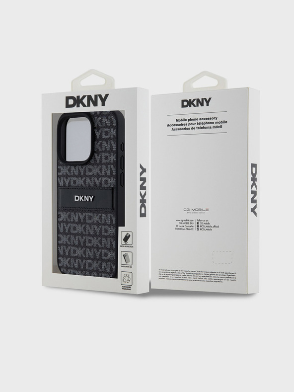 DKNY PU Leather Repeat Pattern Tonal Stripe Back Cover за iPhone 15 Pro Max Black DKNY