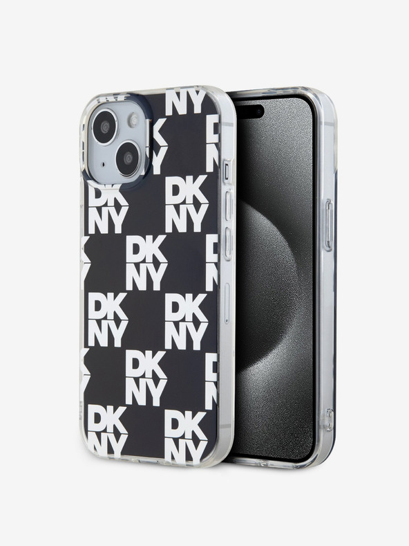 DKNY PC/TPU кариран заден капак за iPhone 15 черен DKNY