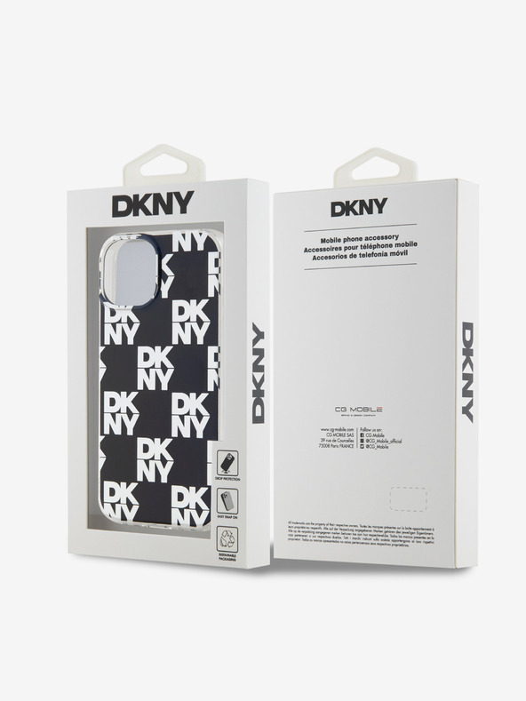 DKNY PC/TPU кариран заден капак за iPhone 15 черен DKNY