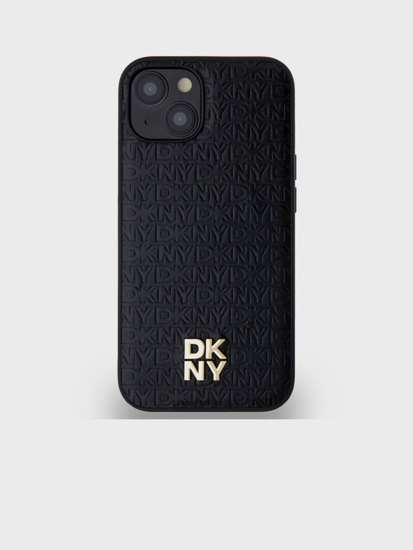 DKNY PU Кожа с повтарящ се модел Stack Logo Magsafe заден капак за iPhone 15 Black DKNY