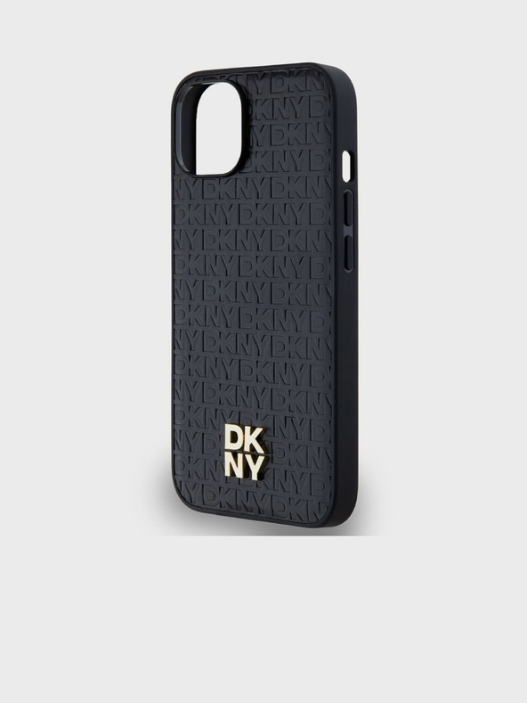 DKNY PU Кожа с повтарящ се модел Stack Logo Magsafe заден капак за iPhone 15 Black DKNY