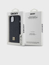 DKNY PU Кожа с повтарящ се модел Stack Logo Magsafe заден капак за iPhone 15 Black DKNY