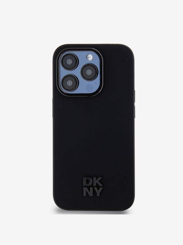 DKNY Заден капак PU кожа с лого на стека за iPhone 14 Pro Max Black DKNY