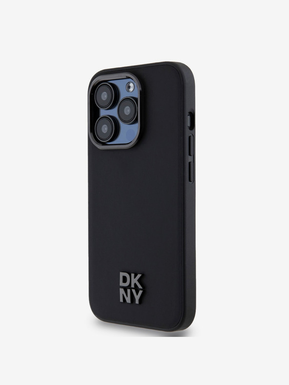 DKNY Заден капак PU кожа с лого на стека за iPhone 14 Pro Max Black DKNY