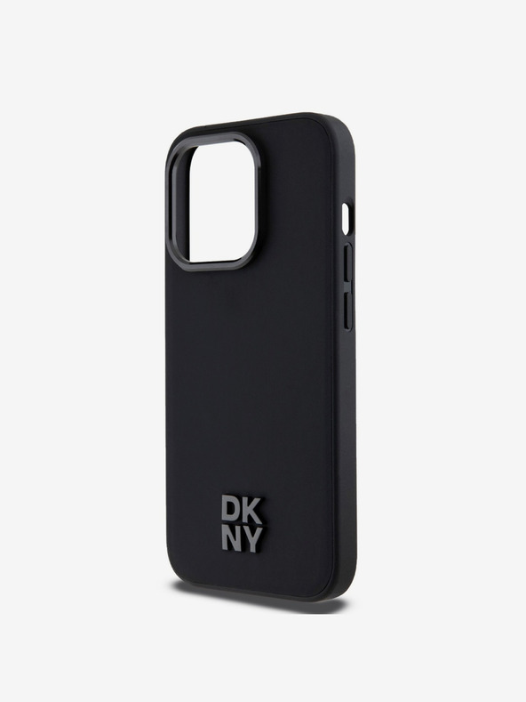 DKNY Заден капак PU кожа с лого на стека за iPhone 14 Pro Max Black DKNY