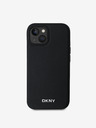 DKNY PU Кожен заден капак Silver Metal Logo Magsafe за iPhone 13 Black DKNY