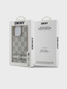 DKNY Заден капак от карирана кожа с шарка и райе за iPhone 15 Pro Max Beige DKNY