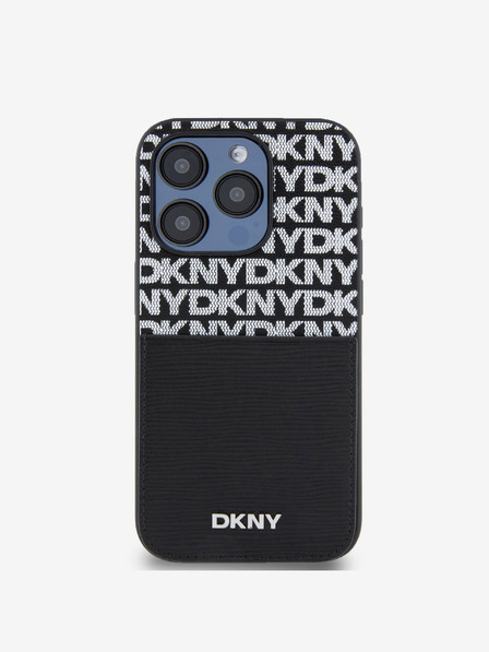 DKNY PU Leather Repeat Pattern Card Pocket Back Cover за iPhone 15 Pro Max Black DKNY