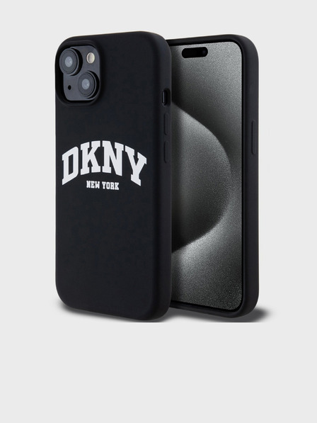 DKNY Течен силиконов MagSafe заден капак с лого на арката за iPhone 11 черен DKNY