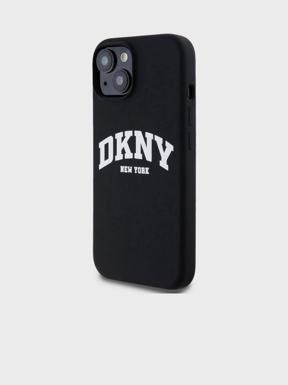 DKNY Течен силиконов MagSafe заден капак с лого на арката за iPhone 11 черен DKNY