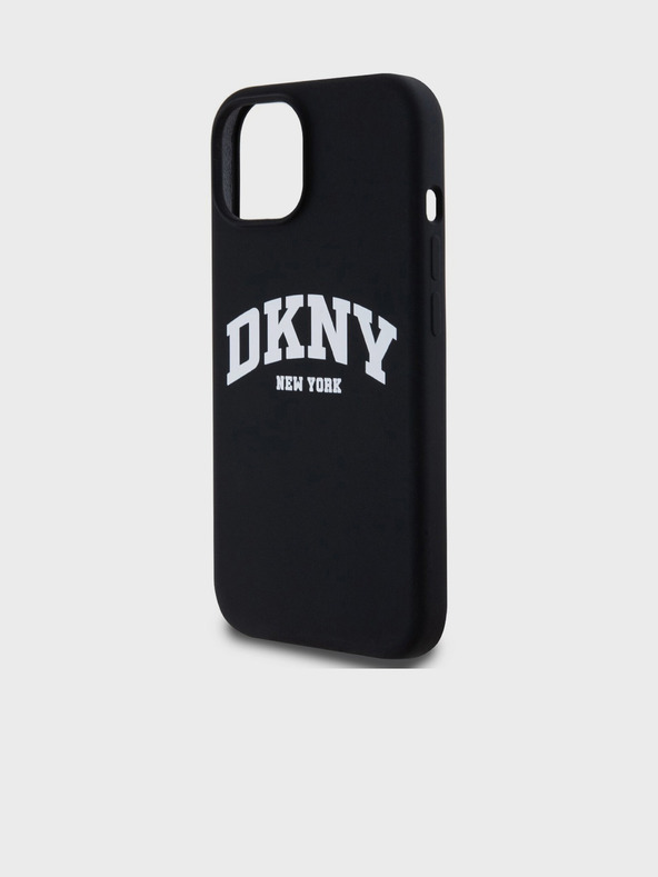 DKNY Течен силиконов MagSafe заден капак с лого на арката за iPhone 11 черен DKNY