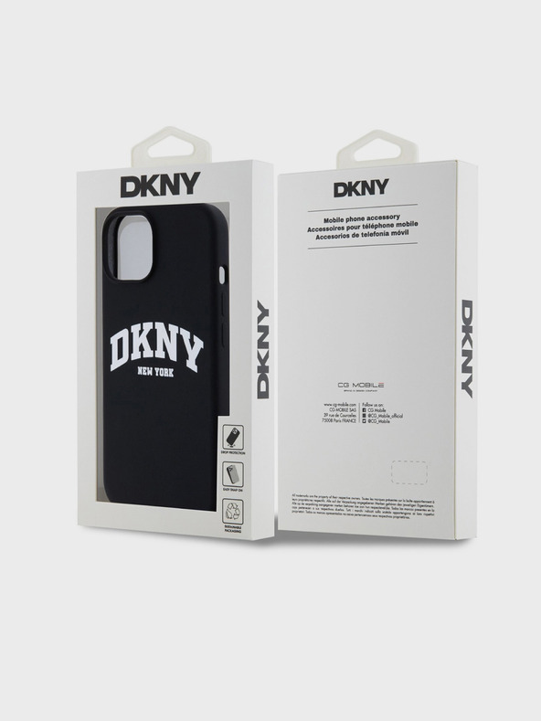 DKNY Течен силиконов MagSafe заден капак с лого на арката за iPhone 11 черен DKNY