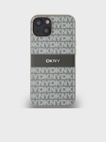 DKNY PU Leather Repeat Pattern Tonal Stripe Back Cover за iPhone 14 Beige DKNY