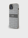 DKNY PU Leather Repeat Pattern Tonal Stripe Back Cover за iPhone 14 Beige DKNY