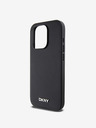 DKNY PU Leather Silver Metal Logo Magsafe Back Cover за iPhone 15 Pro Max Black DKNY