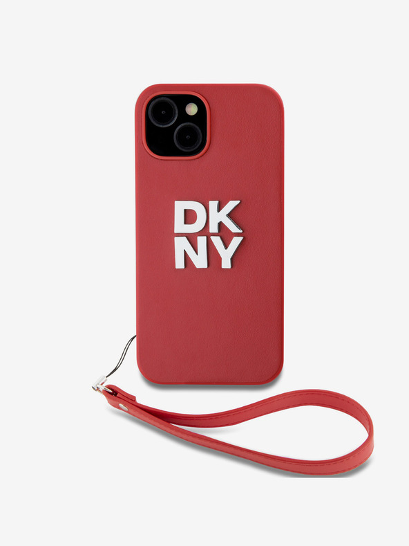 DKNY Заден капак от полиуретанова кожа с лого на стека за iPhone 14 Red DKNY