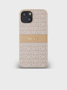 DKNY PU Leather Repeat Pattern Tonal Stripe Back Cover за iPhone 14 Pink DKNY